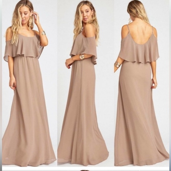 NWT Show Me Your MuMu Caitlin Ruffle Maxi 'ME The Ring Crisp' Beige XXS - Picture 1 of 11